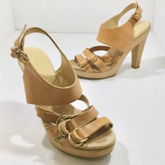 Loeffler Randall leather wood platform heels 7.5 - Picture 3 of 8